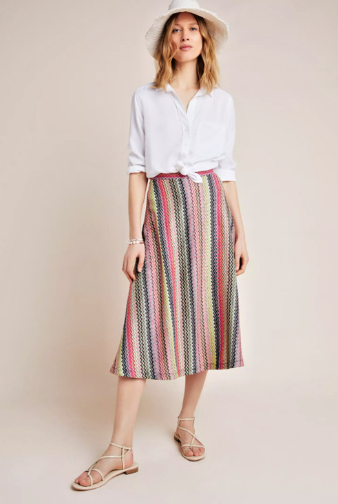 Anthropologie Dresses & Skirts - Maeve Anthropologie Chevron Arely Knit Midi Skirt XS